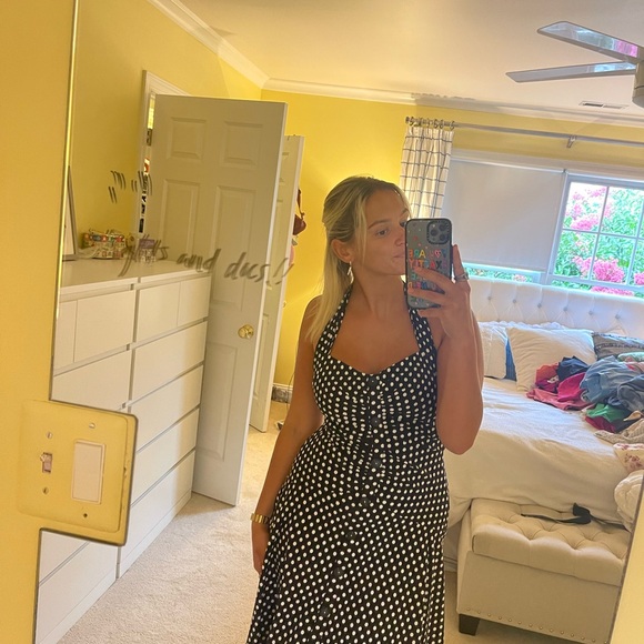 Anthropologie (Maeve brand) black and white polka dot dress! Sold out everywhere - Picture 2 of 5